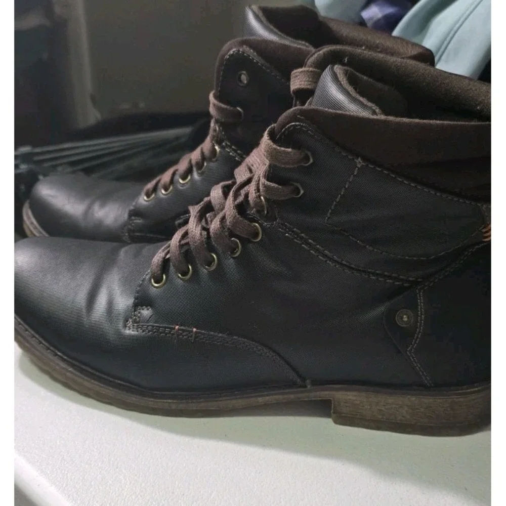 Franco Fortini‎ Men's Lace Up Boots Black Leather Amped Size 12